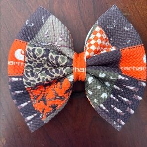 Carhartt Kids Patchwork Bow Hair Accessory - Orange and Black